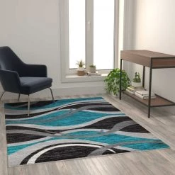 Flash Furniture Turquoise 5' x 7' Ripple Patterned Indoor Area Rug -Rugs&Mats Official Shop Belnick20LLC OKRxxRG1109xx57xxTQxxGGxxLS2xxc54dd9