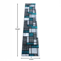 Flash Furniture Turquoise 2' x 11' Color Blocked Indoor Area Rug -Rugs&Mats Official Shop Belnick20LLC OKRxxRG1110xx211xxTQxxGGxxDIMSxx3d68df
