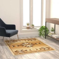 Flash Furniture Brown 4 x 5 Southwestern Style Patterned Area Rug
