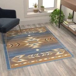 Flash Furniture Blue 4 x 5 Southwestern Style Patterned Area Rug -Rugs&Mats Official Shop Belnick20LLC OKRxxRG1113xx45xxBLxxGGxxLS2xx117b87