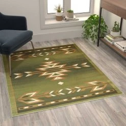 Flash Furniture Green 4 x 5 Southwestern Style Patterned Area Rug -Rugs&Mats Official Shop Belnick20LLC OKRxxRG1113xx45xxGNxxGGxxLS2xx65431c