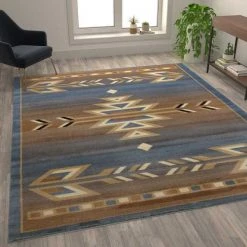 Flash Furniture Blue 8 x 10 Southwestern Style Patterned Area Rug -Rugs&Mats Official Shop Belnick20LLC OKRxxRG1113xx810xxBLxxGGxxLS2xx0a5ce6