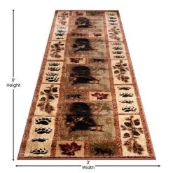 Flash Furniture 2' x 11' Brown Mother Bear & Cubs Olefin Area Rug -Rugs&Mats Official Shop Belnick20LLC OKRxxRG113xx211xxBNxxGGxxDIMSxx4839bc