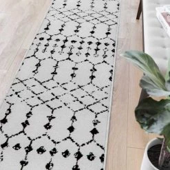 Flash Furniture Geometric Bohemian Low Pile Rug - 2'x6' - Ivory/Black -Rugs&Mats Official Shop Belnick20LLC RCxxCR19xx1330xx26xxWHxxGGxxLS2xx6e6050