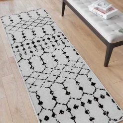 Flash Furniture Geometric Bohemian Low Pile Rug - 2'x6' - Ivory/Black -Rugs&Mats Official Shop Belnick20LLC RCxxCR19xx1330xx26xxWHxxGGxxLS3xxf3962d