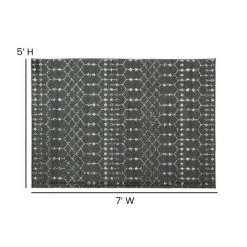 Flash Furniture Geometric Bohemian Low Pile Rug - 5' x 7' - Dark Gray/Ivory Polyester -Rugs&Mats Official Shop Belnick20LLC RCxxCR19xx1330xx57xxGRxxGGxxDIMSxx0a2ce6