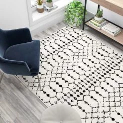 Flash Furniture Geometric Bohemian Low Pile Rug - 5' x 7' - Ivory/Black -Rugs&Mats Official Shop Belnick20LLC RCxxCR19xx1330xx57xxWHxxGGxxLS2xx2d88b3