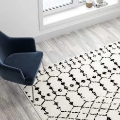 Flash Furniture Geometric Bohemian Low Pile Rug - 8' x 10' - Ivory/Black -Rugs&Mats Official Shop Belnick20LLC RCxxCR19xx1330xx810xxWHxxGGxxLS2xx513930