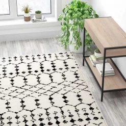 Flash Furniture Geometric Bohemian Low Pile Rug - 8' x 10' - Ivory/Black -Rugs&Mats Official Shop Belnick20LLC RCxxCR19xx1330xx810xxWHxxGGxxLS3xx19e4ce
