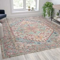 Flash Furniture 8' x 10' Vintage Medallion Area Rug in Blue Multi