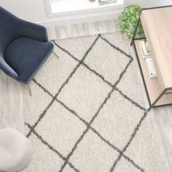 Flash Furniture 5'x7' Ivory/Black Diamond Trellis Shag Area Rug -Rugs&Mats Official Shop Belnick20LLC RCxxKJxx181070xx01xx57xxIVxxGRxxGGxxLS2xxa90b37