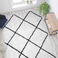 Flash Furniture Shag Style Diamond Trellis Area Rug - 8' x 10' - Ivory -Rugs&Mats Official Shop Belnick20LLC RCxxKJxx181070xx01xx810xxGGxxLS2xx331008