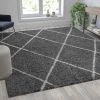 Flash Furniture Shag Style Diamond Trellis Area Rug - 8' x 10' - Charcoal/Ivory Polyester (PET)