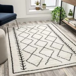 Flash Furniture Geometric Style Bohemian Shag Area Rug - 5' x 7' - Ivory