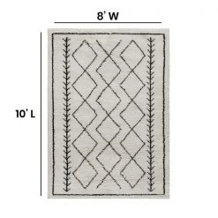 Flash Furniture Geometric Style Bohemian Shag Area Rug - 8' x 10' - Ivory -Rugs&Mats Official Shop Belnick20LLC RCxxMSxx202012xx01xx810xxGGxxDIMSxx0415e6