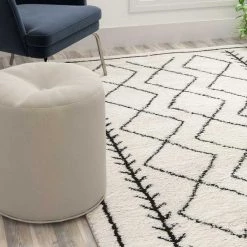Flash Furniture Geometric Style Bohemian Shag Area Rug - 8' x 10' - Ivory -Rugs&Mats Official Shop Belnick20LLC RCxxMSxx202012xx01xx810xxGGxxLS2xx7a04fa