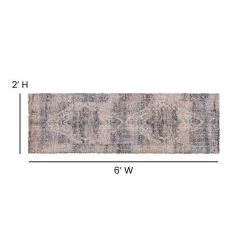 Flash Furniture Artisan Old English Style Traditional Rug - 2'x6' - Blue Polyester -Rugs&Mats Official Shop Belnick20LLC RCxxRG19xx016xx26xxGGxxDIMSxx1e3bee