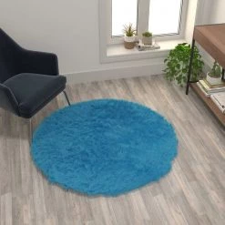 Flash Furniture Turquoise 5x5 Round Fluffy Faux Fur Area Rug -Rugs&Mats Official Shop Belnick20LLC YTGxxRGS1917xx55xxTQxxGGxxLS2xx9a9f2f