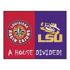Fanmats UL-Lafayette/LSU House Divided Rug