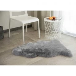 Deerlux Genuine Australian Lamb Fur Sheepskin Rug Natural Single Pelt, Grey