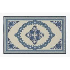 Deerlux Transitional Living Room Area Rug with Nonslip Backing, Blue Medallion Pattern, 3 x 5 ft Extra Small -Rugs&Mats Official Shop Quickway20Imports20Inc 653275xx19f0c2