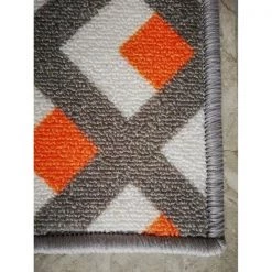 Deerlux Area Rug with Nonslip Backing, Geometric Gray and Orange Trellis Pattern, 4 x 6 ft Small -Rugs&Mats Official Shop Quickway20Imports20Inc 653516xx2d4cf3