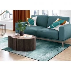 Deerlux Area Rug with Nonslip Backing, Abstract Teal Pattern, 3 x 5 Ft Extra Small -Rugs&Mats Official Shop Quickway20Imports20Inc 675641xxea8981