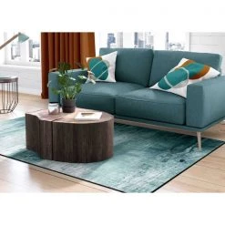 Deerlux Modern Living Room Area Rug with Nonslip Backing, Abstract Teal Pattern, 4 x 6 Ft Small -Rugs&Mats Official Shop Quickway20Imports20Inc 675646xxc3cd9a