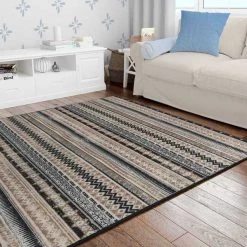 Deerlux Bohemian Living Room Area Rug with Nonslip Backing, Beige Boho Pattern, 5 x 7 Ft Medium -Rugs&Mats Official Shop Quickway20Imports20Inc 675666xx50baec