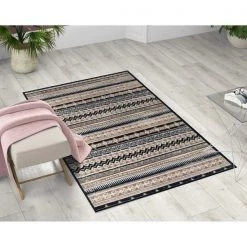 Deerlux Bohemian Living Room Area Rug with Nonslip Backing, Beige Boho Pattern, 4 x 6 Ft Small -Rugs&Mats Official Shop Quickway20Imports20Inc 675672xxe788ef