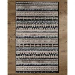 Deerlux Bohemian Living Room Area Rug with Nonslip Backing, Beige Boho Pattern, 3 x 5 Ft Extra Small