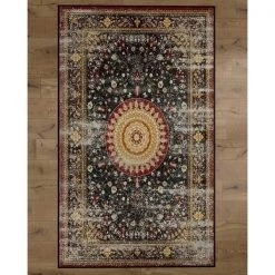 Deerlux Persian Style Living Room Area Rug with Nonslip Backing, Classic Red, 5 x 7 Ft Medium
