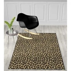 Deerlux Modern Animal Print Living Room Area Rug with Nonslip Backing, Leopard Pattern, 4 x 6 Ft Small -Rugs&Mats Official Shop Quickway20Imports20Inc 676402xx68f8e8