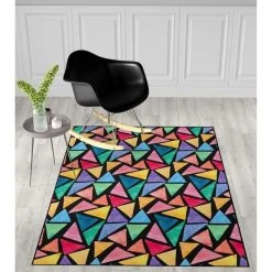 Deerlux Colorful Kids Room Area Rug with Nonslip Backing, Multi Triangle Pattern, 8 x 10 Ft Large -Rugs&Mats Official Shop Quickway20Imports20Inc 676454xx02f94b