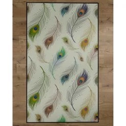 Deerlux Modern Animal Print Living Room Area Rug with Nonslip Backing, Peacock Pattern, 5 x 7 Ft Medium