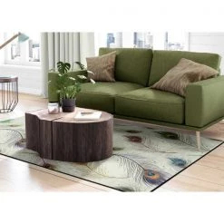Deerlux Modern Animal Print Living Room Area Rug with Nonslip Backing, Peacock Pattern, 8 x 10 Ft -Rugs&Mats Official Shop Quickway20Imports20Inc 676481xx4c89db