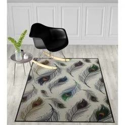 Deerlux Modern Animal Print Living Room Area Rug with Nonslip Backing, Peacock Pattern, 8 x 10 Ft -Rugs&Mats Official Shop Quickway20Imports20Inc 676482xxe0731c
