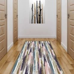 Deerlux Area Rug with Nonslip Backing, Abstract Brushstrokes and Glitter Pattern, 2.5 x 6.5 Ft Runner -Rugs&Mats Official Shop Quickway20Imports20Inc 698434xx2559b0