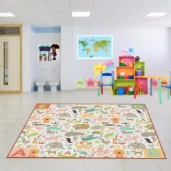Deerlux 6 ft. Social Distancing Colorful Kids Classroom Seating Area Rug, ABC Animal Design, 8 x 8 ft Large -Rugs&Mats Official Shop Quickway20Imports20Inc 698636xx751076