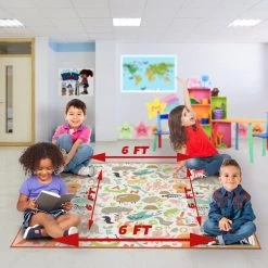 Deerlux 6 ft. Social Distancing Colorful Kids Classroom Seating Area Rug, ABC Animal Design, 8 x 8 ft Large -Rugs&Mats Official Shop Quickway20Imports20Inc 698638xx272edc