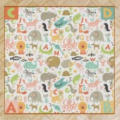 Deerlux 6 ft. Social Distancing Colorful Kids Classroom Seating Area Rug, ABC Animal Design, 8 x 8 ft Large -Rugs&Mats Official Shop Quickway20Imports20Inc 698640xx37f5c6