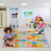 Deerlux 6 ft. Social Distancing Colorful Kids Classroom Seating Area Rug, Emoji Mask Design, 8 x 8 ft Large
