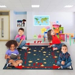 Deerlux 6 ft. Social Distancing Colorful Kids Classroom Seating Area Rug, Starry Sky Design, 8 x 8 ft Large -Rugs&Mats Official Shop Quickway20Imports20Inc 698666xx57f372