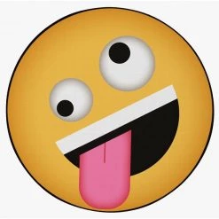 Deerlux Emoji Style Round Funny Smiley Face Kids Area Rug, Crazy Emoji Design, 36 x 36 -Rugs&Mats Official Shop Quickway20Imports20Inc 699052xxdca859