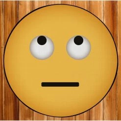 Deerlux Emoji Style Round Funny Smiley Face Kids Area Rug, Eye Roll Emoji Rug, 24 x 24