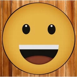 Deerlux Emoji Style Round Funny Smiley Face Kids Area Rug, Grinning Emoji Rug, 24 x 24