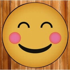 Deerlux Emoji Style Round Funny Smiley Face Kids Area Rug, Happy Emoji Rug, 36 x 36