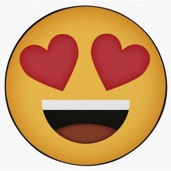 Deerlux Emoji Style Round Funny Smiley Face Kids Area Rug, Heart Eyes Emoji Rug, 36 x 36 -Rugs&Mats Official Shop Quickway20Imports20Inc 699097xx8e0880