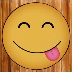 Deerlux Emoji Style Round Funny Smiley Face Kids Area Rug, Hungry Emoji Rug, 24 x 24