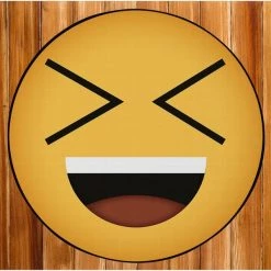 Deerlux Emoji Style Round Funny Smiley Face Kids Area Rug, Laughing Emoji Rug, 24 x 24